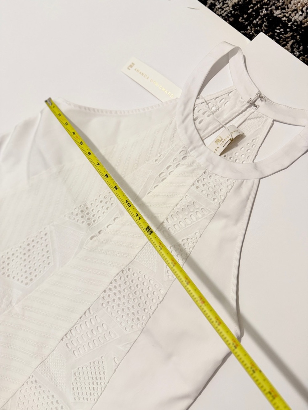 Amanda Uprichard Halter Camisole Nantucket Eyelet Sz M White Summer Quiet Luxury - Picture 12 of 16